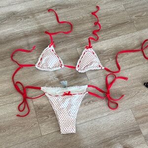 Red and White Polka Dot Bikini